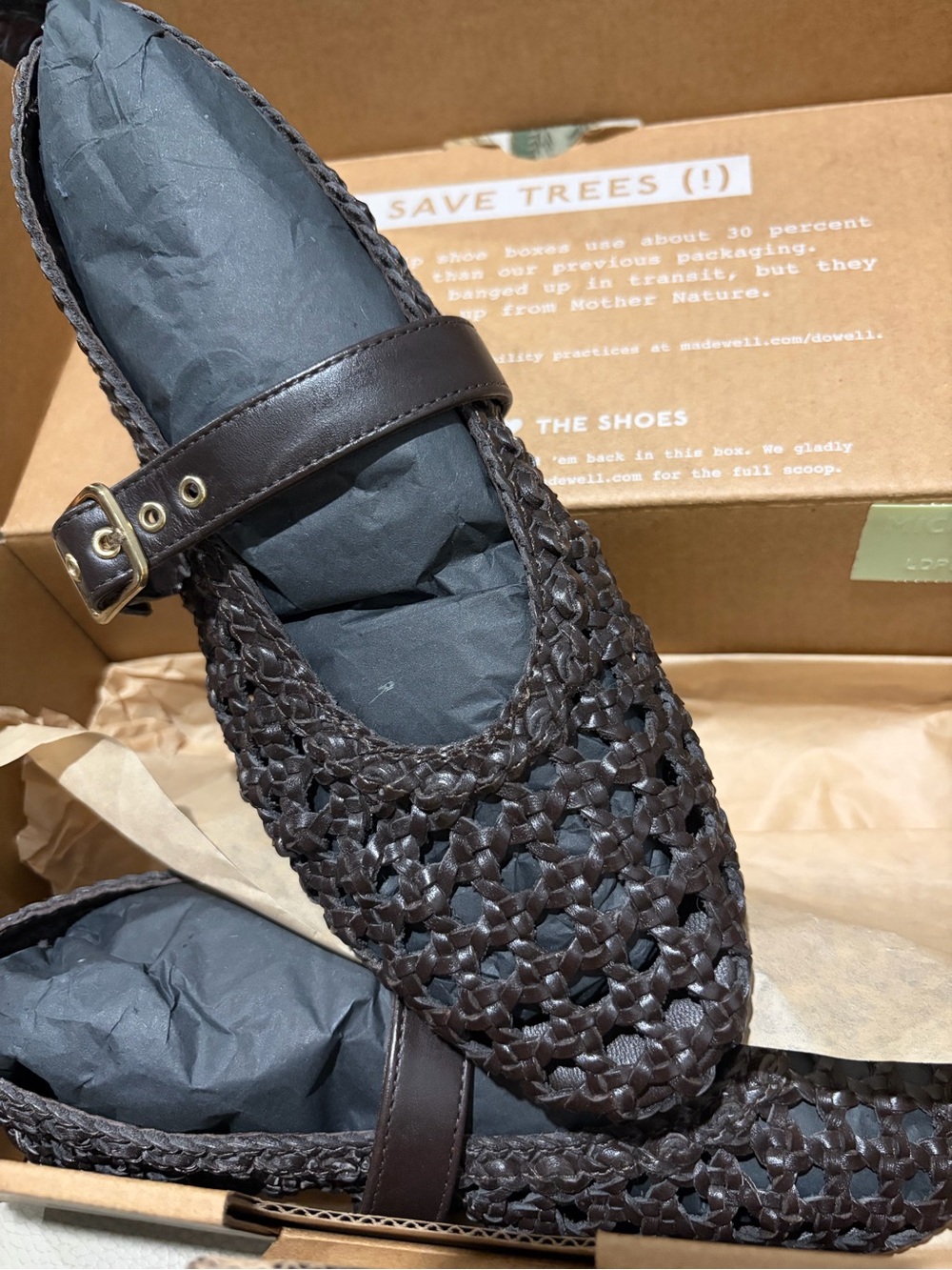 Madewell Dark Brown Woven Mary Jane Flats - Picture 4 of 5
